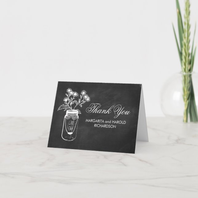 Chalkboard Mason Jar Dankeschön Karten (Vorderseite)