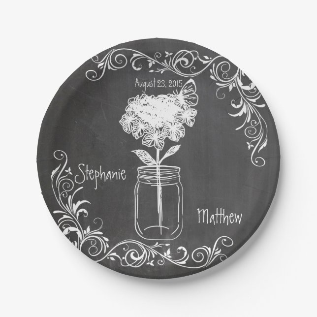 CHALKBOARD MASON JAR GARDEN WEDD PAPER TELLER (Vorderseite)