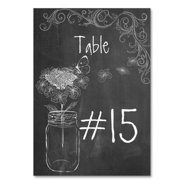 CHALKBOARD MASON JAR GARDEN WEDTER TABLE CARD TISCHNUMMER (Rückseite)