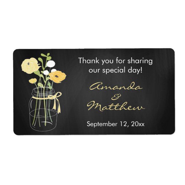 Chalkboard Mason Jar Gastgeschenk Hochzeit Labels (Vorne)