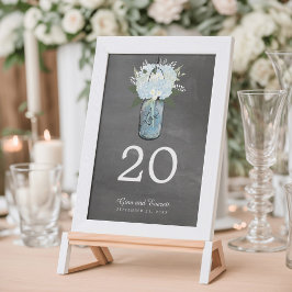 Chalkboard Mason Jar Hydrangeas | TISCHNUMMER