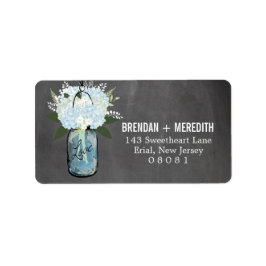 Chalkboard Mason Jar Hydrangeas Wedding Adressaufkleber