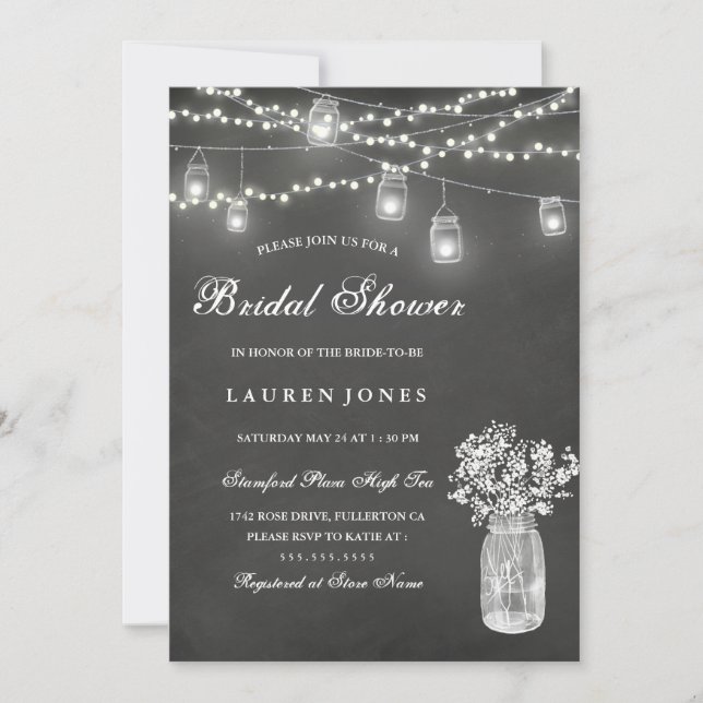 Chalkboard Mason Jar Invitation de la douche nupti (Devant)