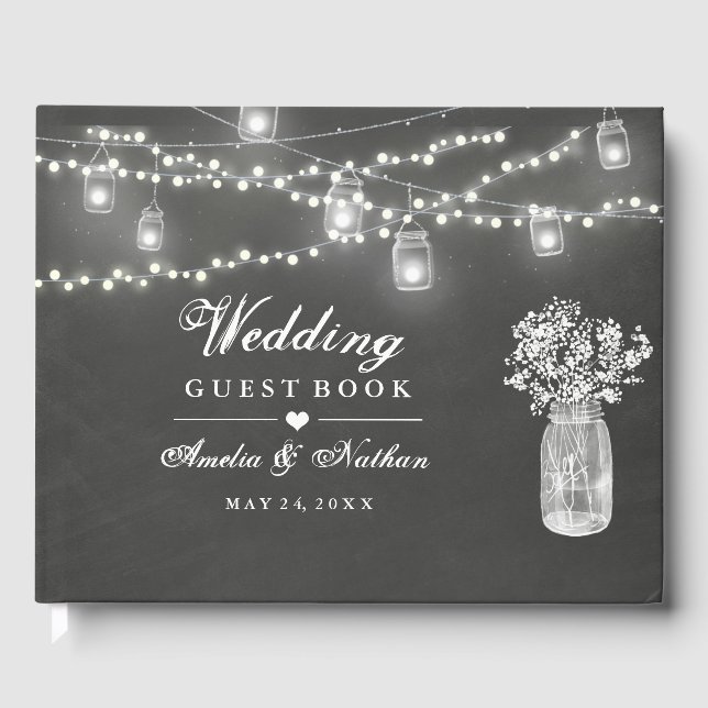 Chalkboard Mason Jar Mariage livre d'hôtes (Recto)