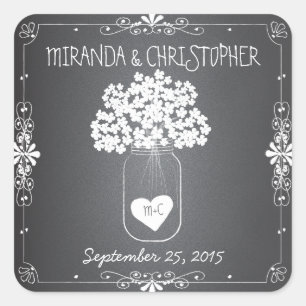 Chalkboard Mason Jar Personalisiert Gefälligkeitsa Quadratischer Aufkleber