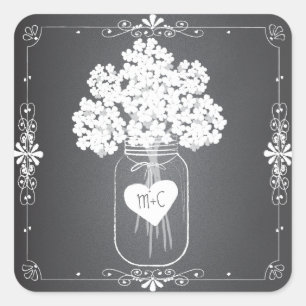 Chalkboard Mason Jar Personalisiert Gefälligkeitsa Quadratischer Aufkleber