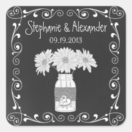 Chalkboard Mason Jar Personalisiert Gefälligkeitsa Quadratischer Aufkleber
