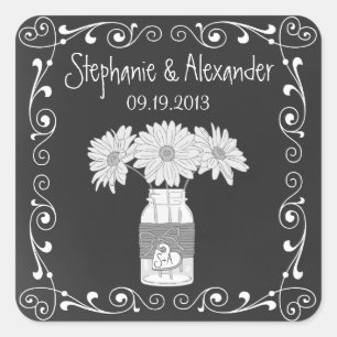 Chalkboard Mason Jar Personalisiert Gefälligkeitsa Quadratischer Aufkleber