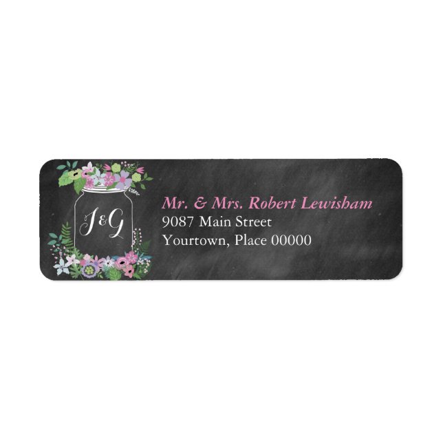Chalkboard Mason Jar Pink Blumenhochzeit (Vorne)