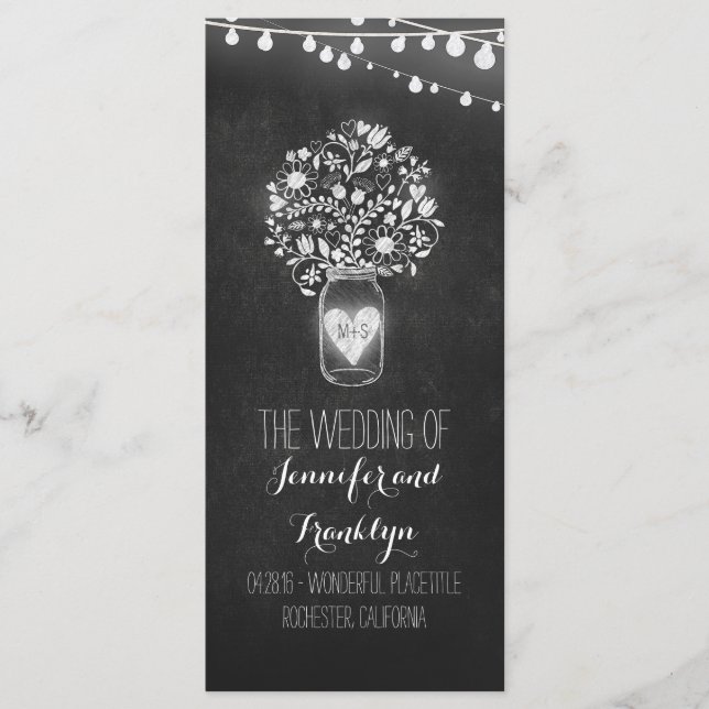 Chalkboard Mason Jar Programmes de mariage (Devant)