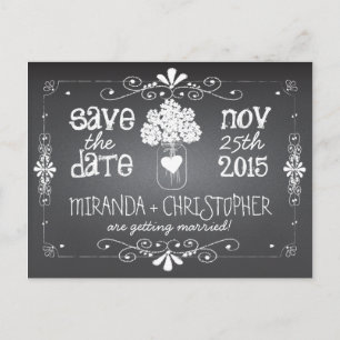 Chalkboard Mason Jar Save the Date Postcard Ankündigungspostkarte