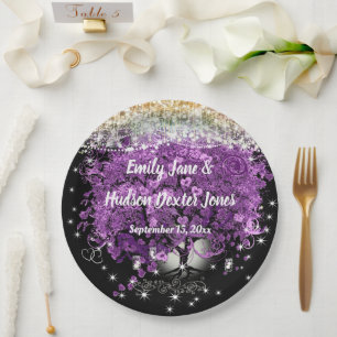 Chalkboard Mason Jar Ultra Violet Herz Leaf Tree Pappteller