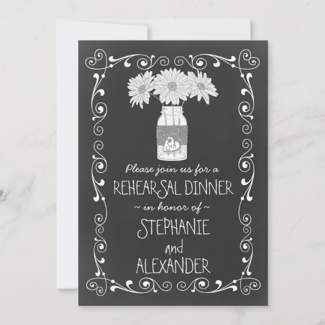 Chalkboard Mason Jar Wedding Probe Dinner Einladung (Vorderseite)