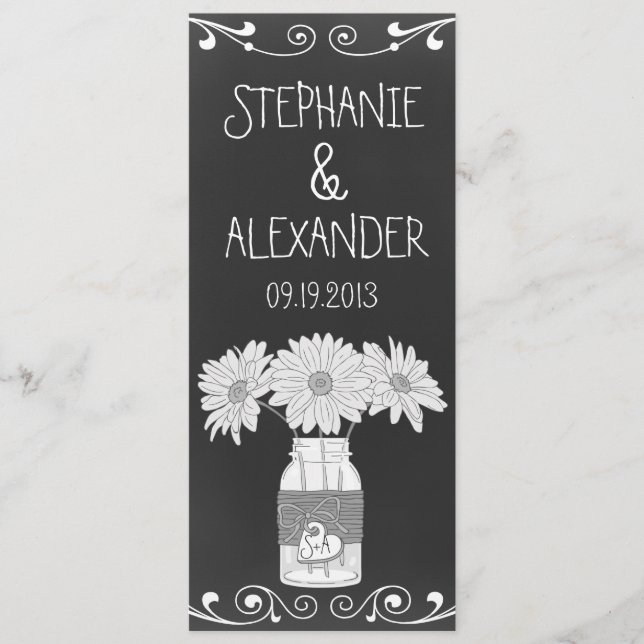 Chalkboard Mason Jar Wedding Reception Menu Card Menükarte (Vorderseite)
