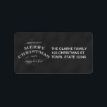CHALKBOARD MERRY CHRISTMAS HOLIDAY GREETING ADRESSAUFKLEBER<br><div class="desc">SCHWARZE CHALKBOARD MERRY CHRISTMAS UND EIN GLÜCKLICHES NEUJAHRESURLAUB GREETING RÜCKSENDEADRESSEN-AUFKLEBER. ELke Clarke© Bitte kontaktieren Sie den Shop für weitere Farben. Die passenden Produkte sind im Handel. Ideal,  um Ihre Feiertagsgrüße auszusenden.</div>