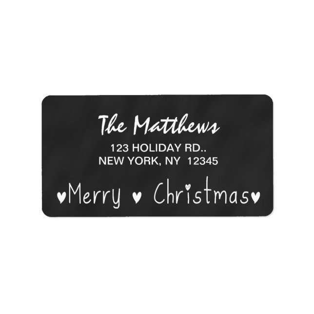 CHALKBOARD MERRY HOLIDAY GREETING ADRESSAUFKLEBER (Vorne)