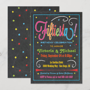 Chalkboard Mexican Fiesta 50th Party Invitation