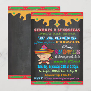 Chalkboard Mexican Fiesta Baby Shower Einladungen