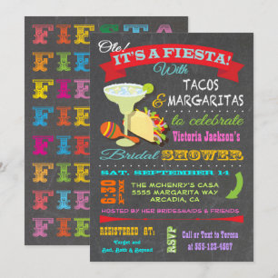 Chalkboard Mexican Fiesta Brautparty Einladung