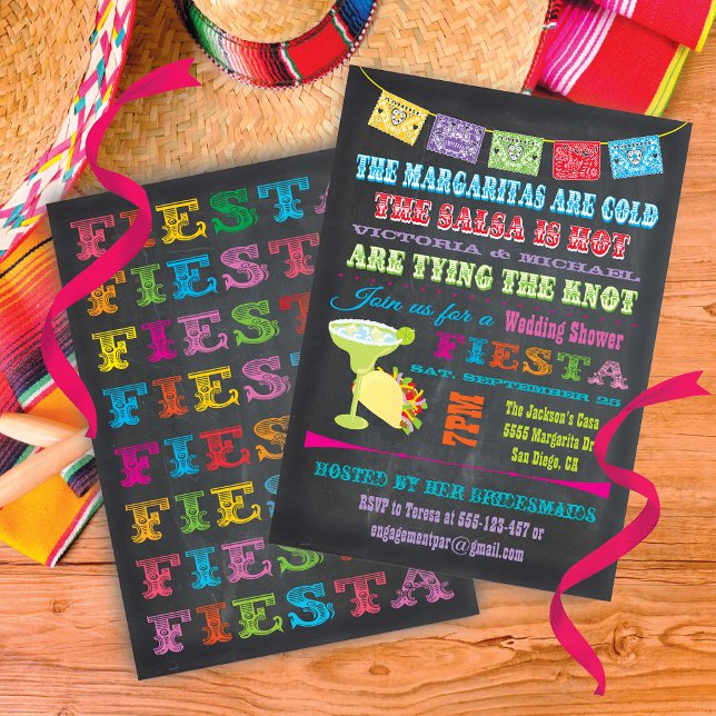 Chalkboard Mexican Fiesta Wedding Shower Einladung (Von Creator hochgeladen)