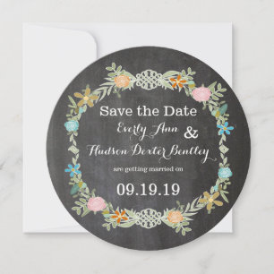 Chalkboard Mint Pink Aqua Blumengarten Hochzeit Save The Date