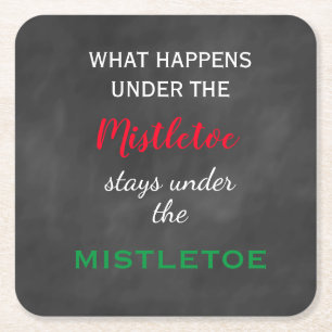 Chalkboard Mistletoe Holiday Rechteckiger Pappuntersetzer