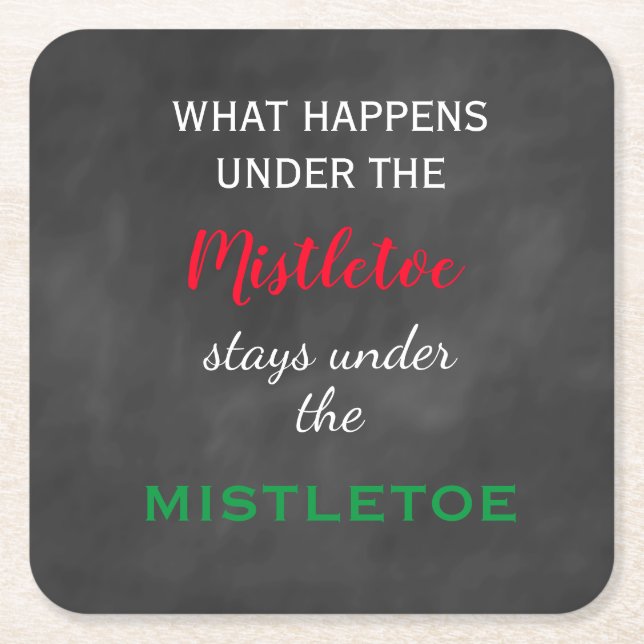 Chalkboard Mistletoe Holiday Rechteckiger Pappuntersetzer (Vorderseite)