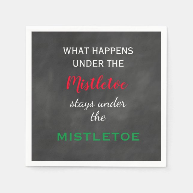 Chalkboard Mistletoe Holiday Serviette (Vorderseite)