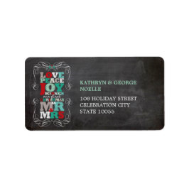 Chalkboard Mistletoe Vintag 1. Weihnachtsansprache Adressaufkleber