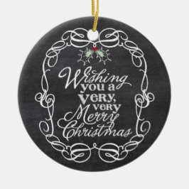 Chalkboard Mistletos Script Frohe Weihnachten Foto Keramik Ornament