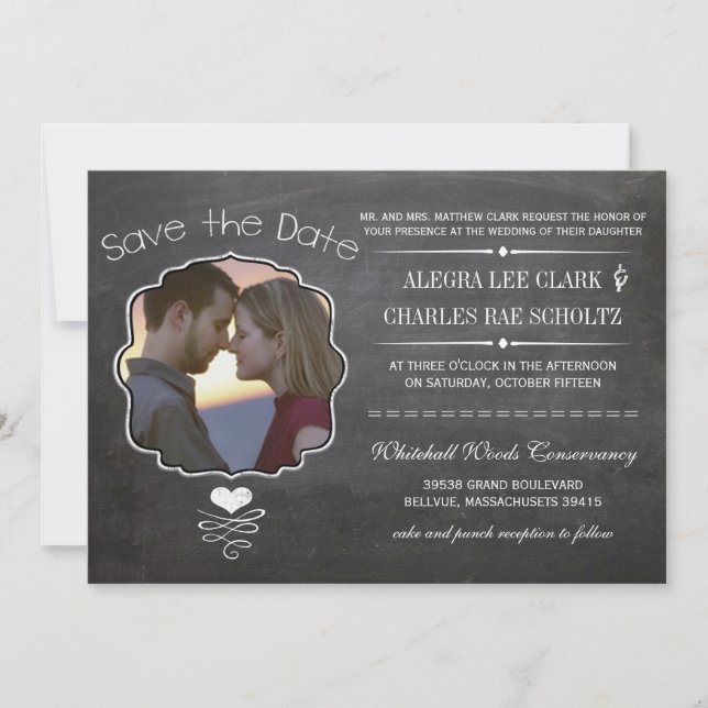 Chalkboard Moderne Vintage Typografie Einladung (Vorderseite)