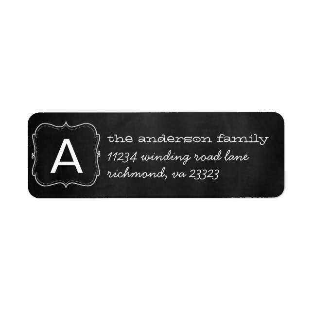 Chalkboard Monogram-Rückgabeadresse (Vorne)