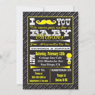 Chalkboard Mustache Baby shower des invitations