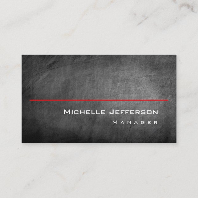 Chalkboard Muster Gray Red Strip Business Card Visitenkarte (Vorderseite)