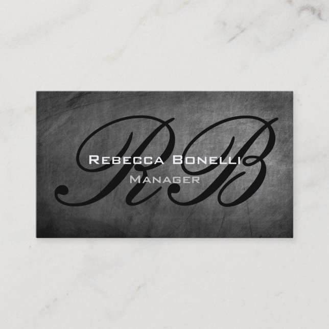 Chalkboard Muster Monogram Manager Business Card Visitenkarte (Vorderseite)