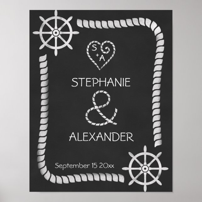 Chalkboard Nautical Wedding Poster (Vorne)