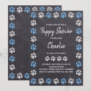 Chalkboard New Pet Dog Welpendusche Einladung