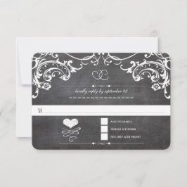 Chalkboard Niedlich Heftinitials Typografie UAWG RSVP Karte