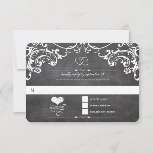 Chalkboard Niedlich Heftinitials Typografie UAWG RSVP Karte