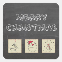 Chalkboard niedliche lustige Weihnachtsfeiertage Quadratischer Aufkleber