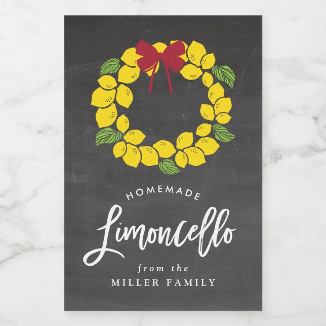 Chalkboard Noël limoncello wreath, étiquette (Étiquettes simples)