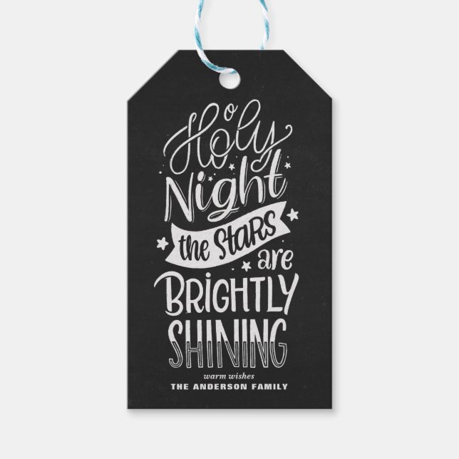 Chalkboard Oh Heilige Nacht Briefe Weihnachtslied Geschenkanhänger (Vorderseite)