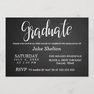 Chalkboard Open House Abschluss  handschriftlich Einladung