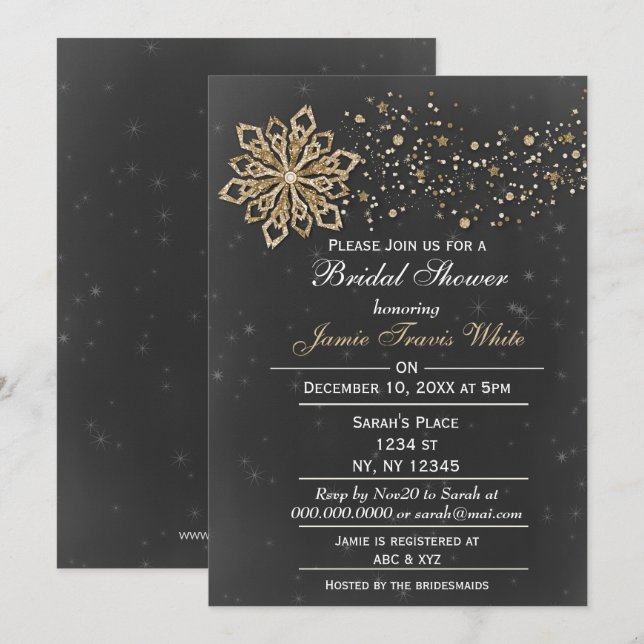 chalkboard or Winter Bridal douche invitation (Devant / Derrière)