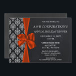 Chalkboard Orange Corporate Holiday Party Einladung<br><div class="desc">Chalkboard Damask Orangenbogen,  festliche,  Feierabendessen,  Weihnachtsfeier Einladung,  Corporate Holiday Party Einladungen</div>
