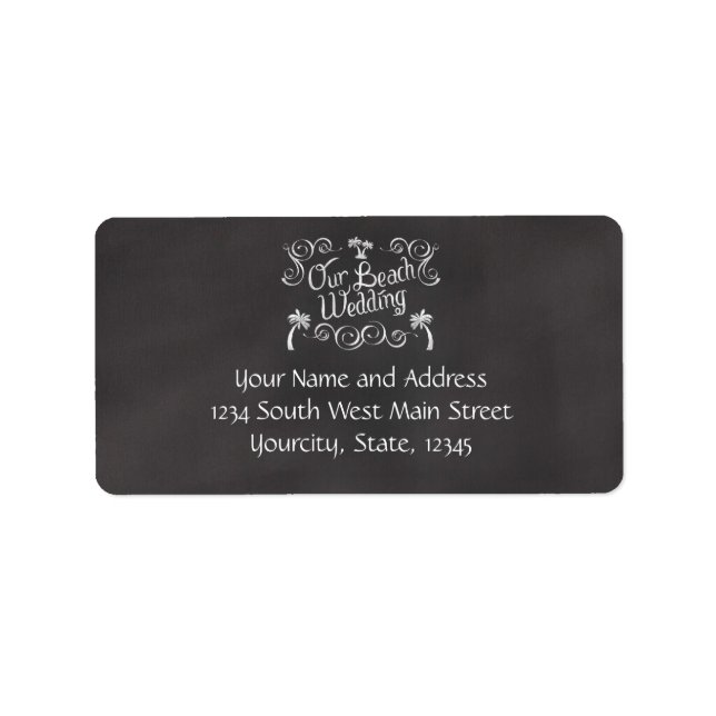 Chalkboard Our Beach Wedding Adressaufkleber (Vorne)