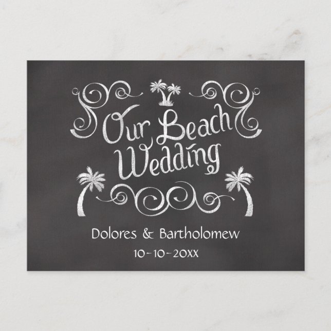 Chalkboard Our Beach Wedding Postkarte (Vorderseite)