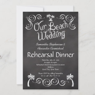 Chalkboard PalmTree Beach Hochzeit Probe Dinner Einladung