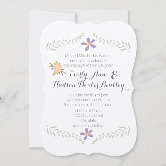Chalkboard Peach Lilac Aqua Einladung (Vorderseite)
