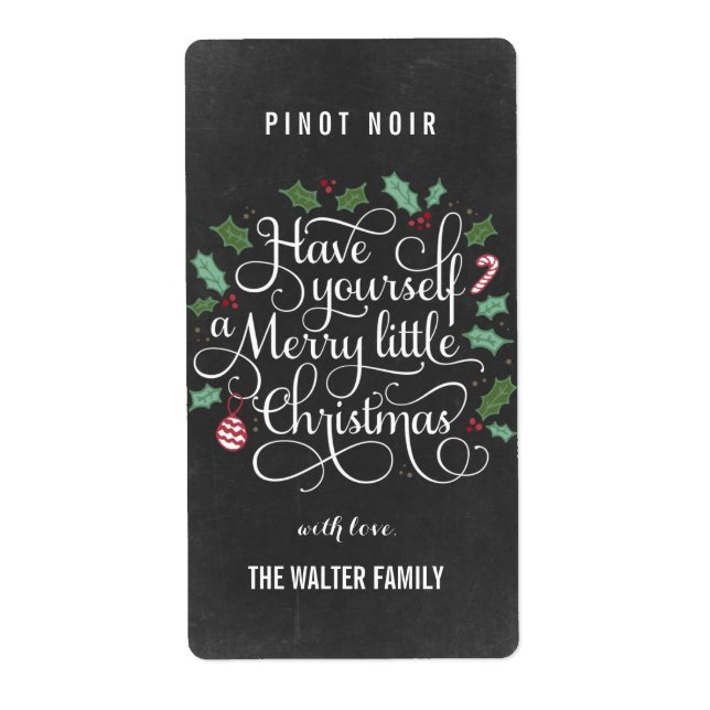 Chalkboard Petit Noël Vin bouteille Étiquette (Devant)